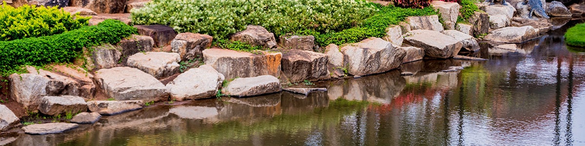 Large Rocks Along Pond